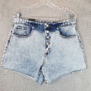 Blanknyc High Rise Exposed Button Fly Cut Off Raw Hem Denim Jean Shorts Sz 30